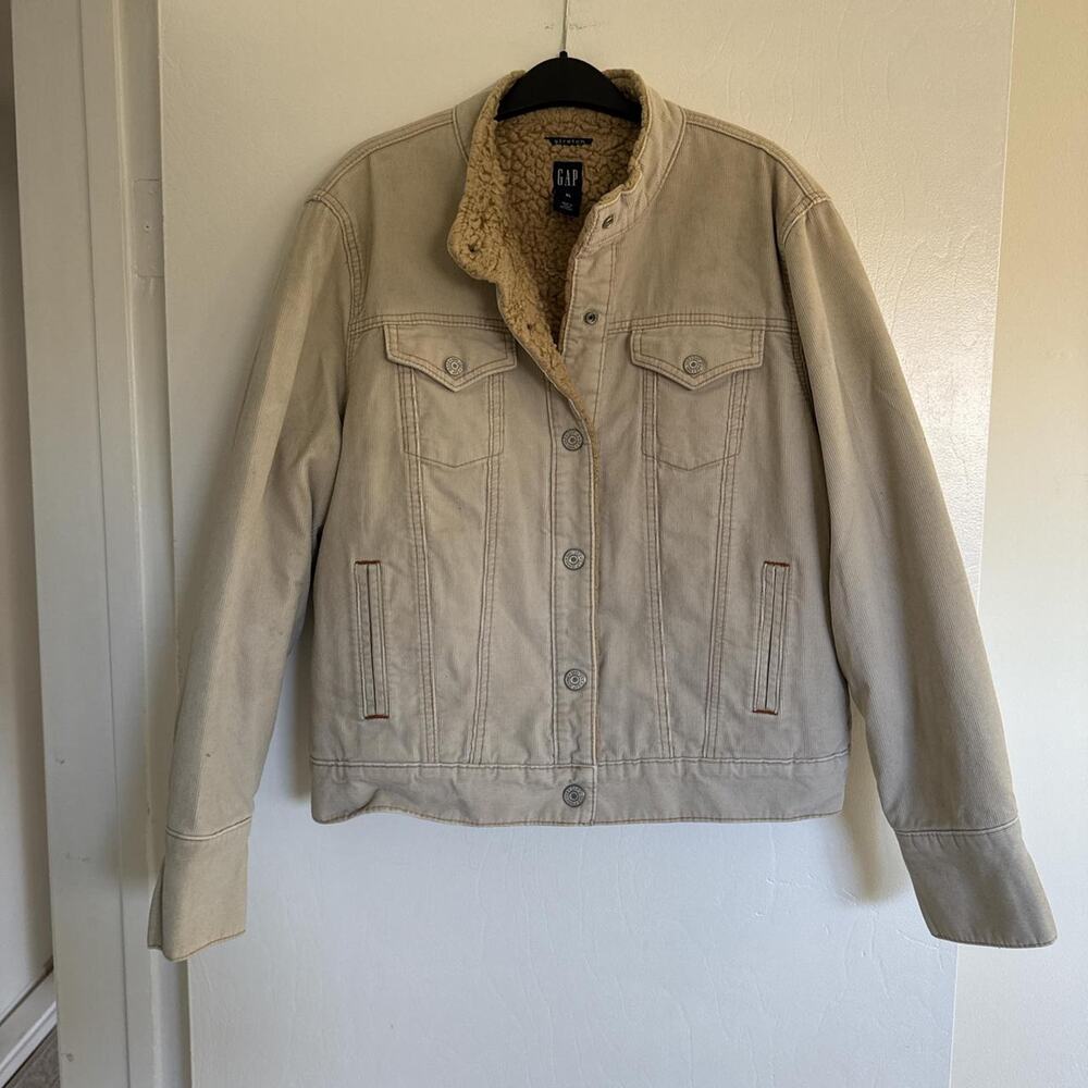 Tan gap sherpa lined corduroy jacket